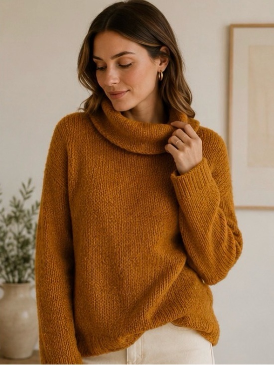 Eileen Fisher Sweaters - Eileen Fisher Italian Yarn Cowl Neck Pullover Knit Sweater Sz Large